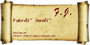 Fabró Jenő névjegykártya